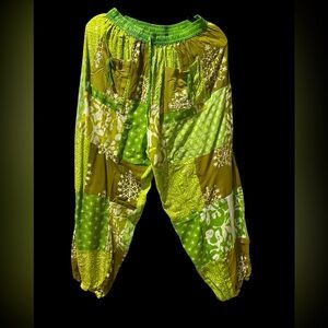 Green #4 NWT 100% rayon patchwork jogger bottom pants